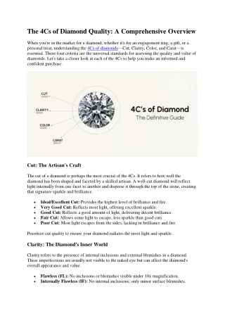 the 4cs of diamond quality a comprehensive