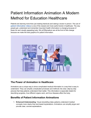 Patient Information Animation A Modern Method for Education Healthcare