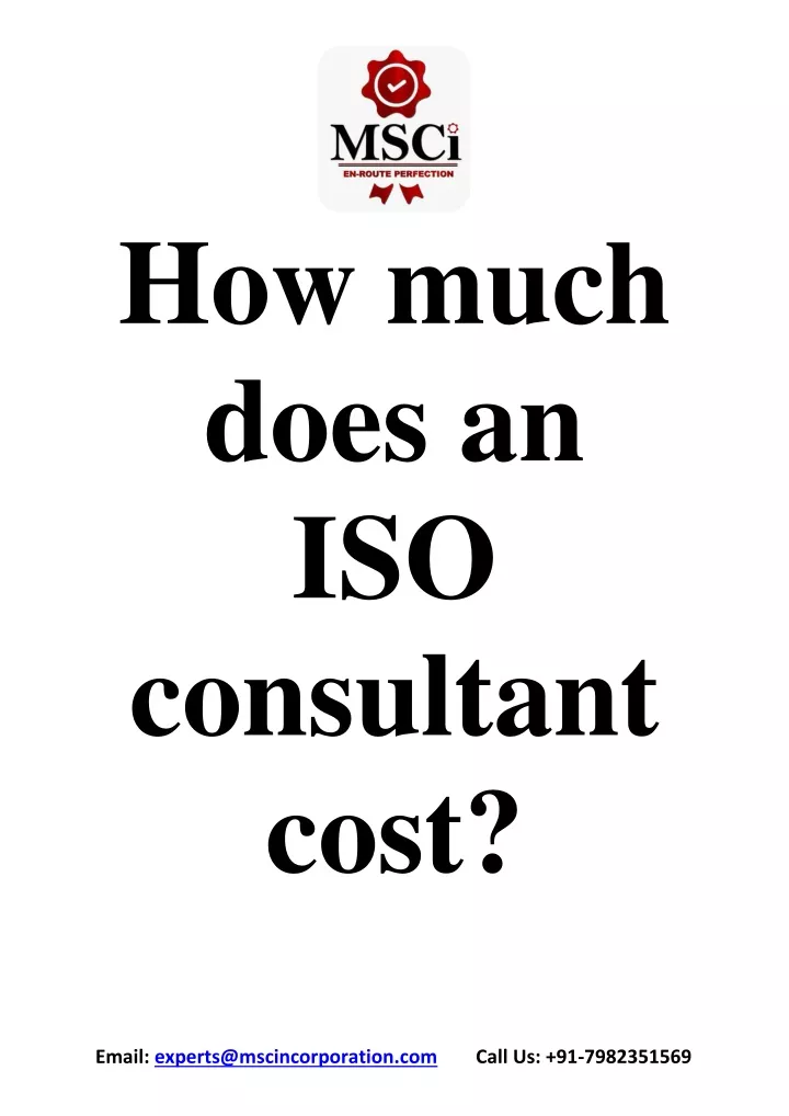 how much does an iso consultant cost