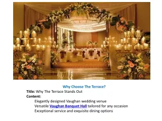 The Terrace: Premier Vaughan Wedding Venue