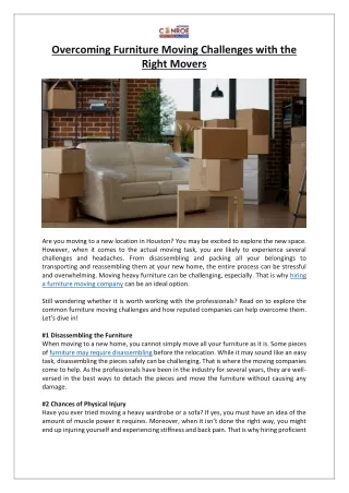 Overcoming Furniture Moving Challenges with the Right Movers