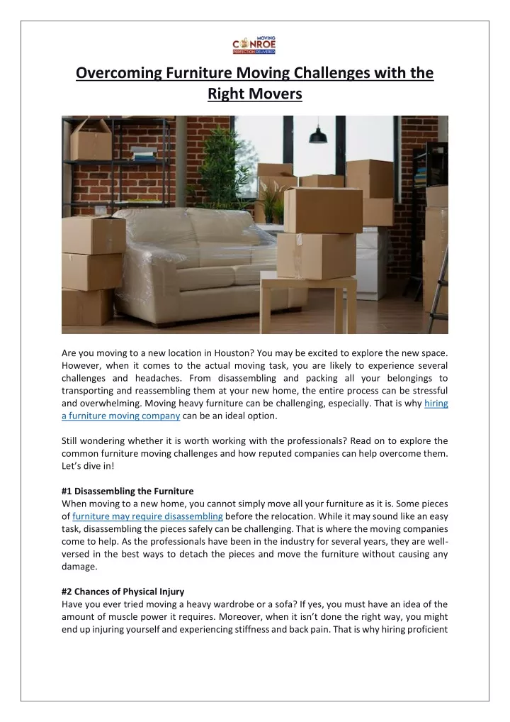 overcoming furniture moving challenges with