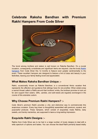 celebrate rakhi hampers from code silver