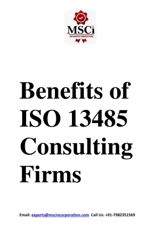 Benefits of ISO 13485 Consulting Firms