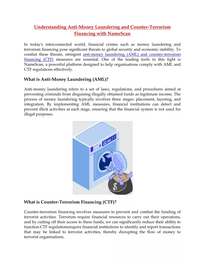 understanding anti money laundering and counter