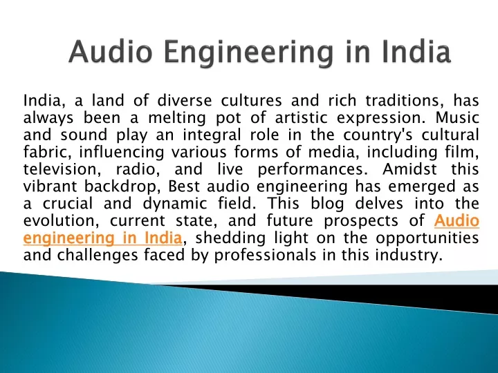 audio engineering in india