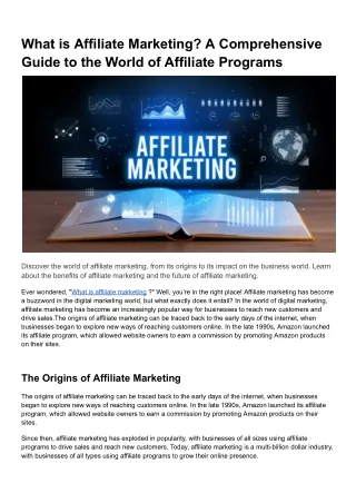 what is affiliate marketing a comprehensive guide