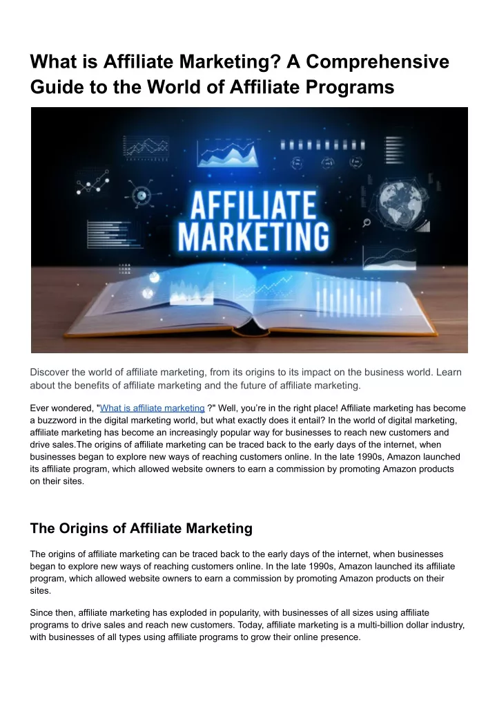 what is affiliate marketing a comprehensive guide