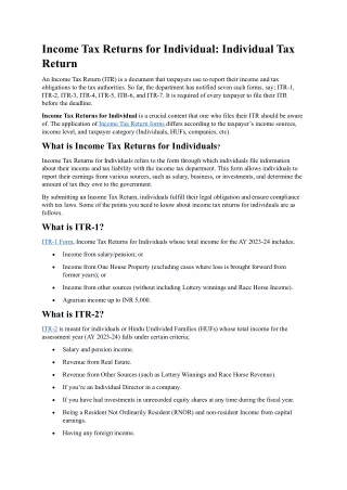 income tax returns for individual individual