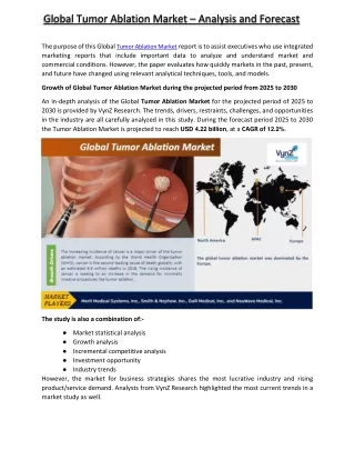 global tumor ablation market analysis and forecast