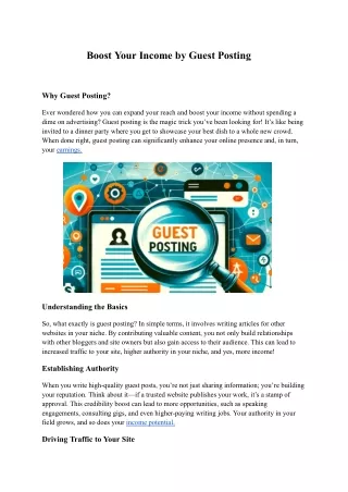 Boost Your Income by Guest Posting