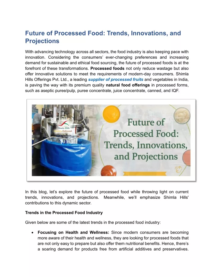 future of processed food trends innovations