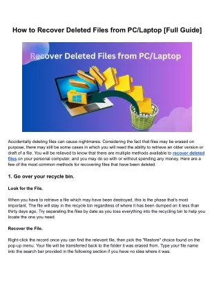 How to Recover Deleted Files from PC/Laptop | BLR Tools