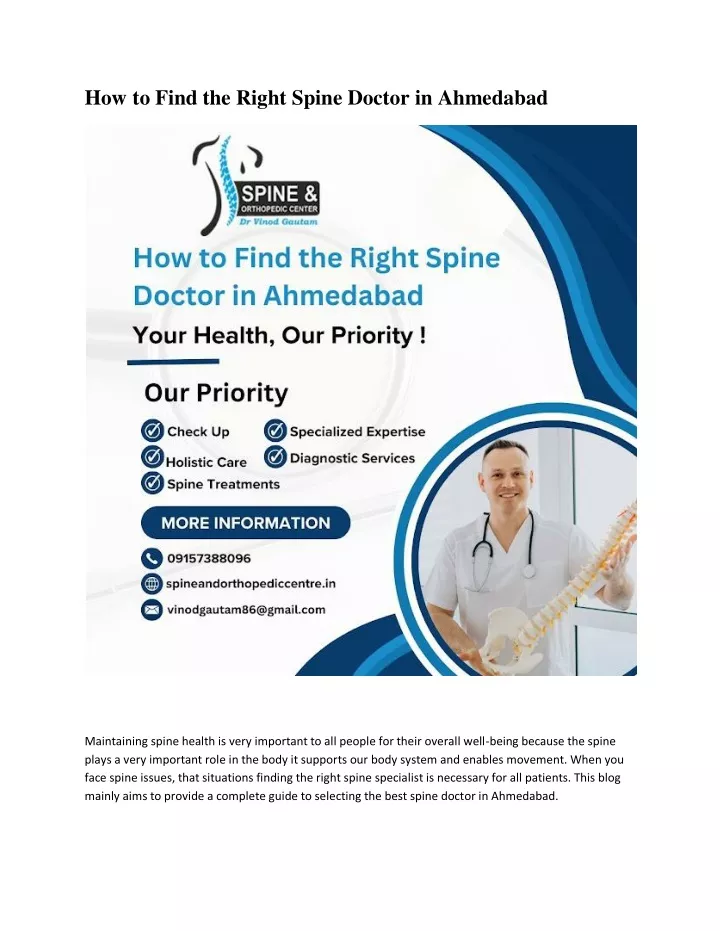 how to find the right spine doctor in ahmedabad