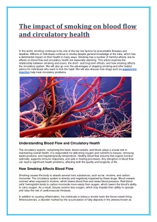 The impact of smoking on blood flow and circulatory health