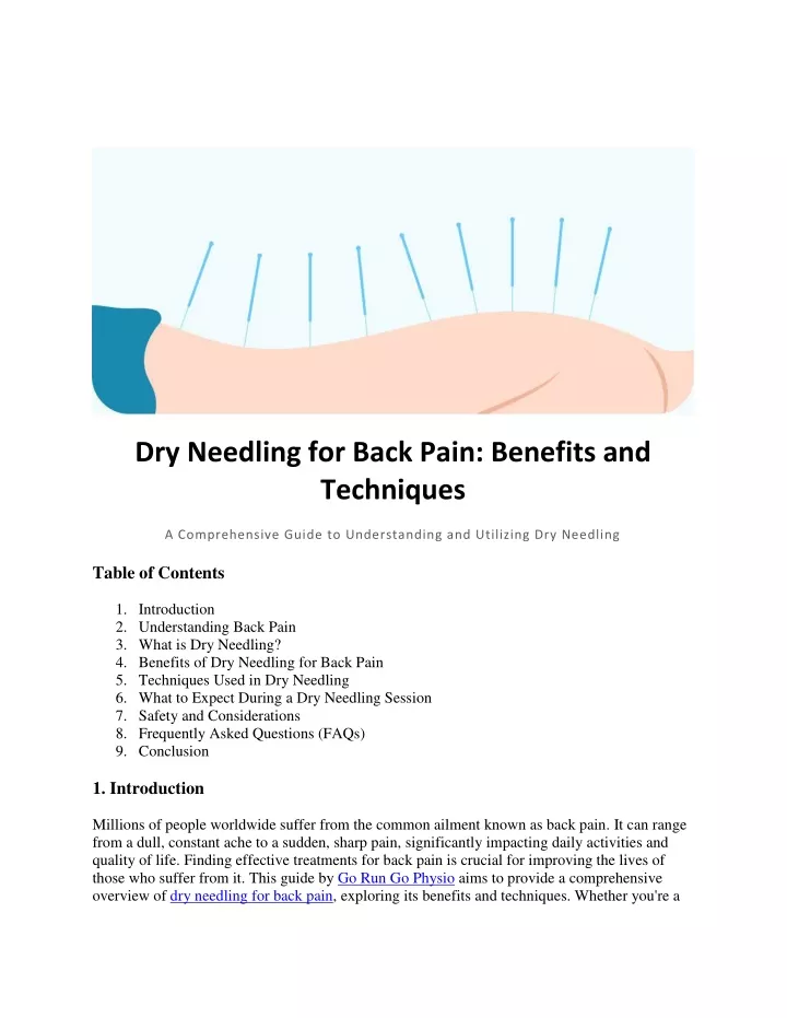 dry needling for back pain benefits and techniques