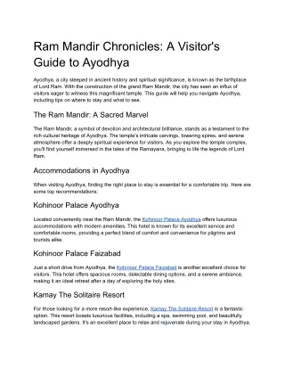 Ram Mandir Chronicles_ A Visitor's Guide to Ayodhya