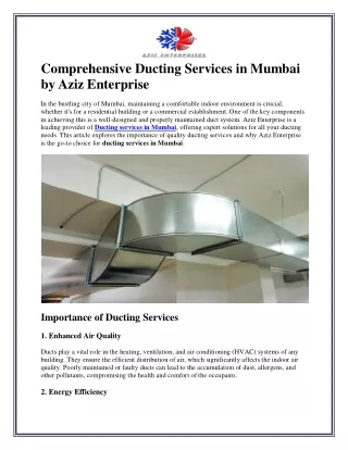 Expert Ducting Services in Mumbai for Optimal Airflow Solutions