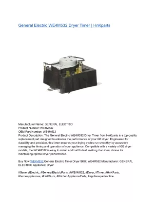 General Electric WE4M532 Dryer Timer _ HnKparts