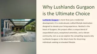 Why Lushlands Gurgaon is the Ultimate Choice