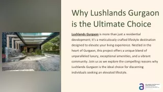 Why Lushlands Gurgaon is the Ultimate Choice