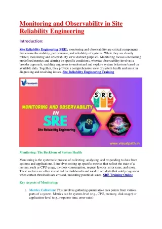monitoring and observability in site reliability