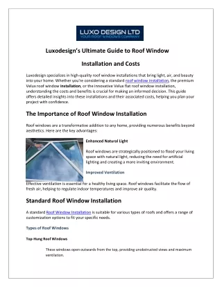 Window Installation and Costs