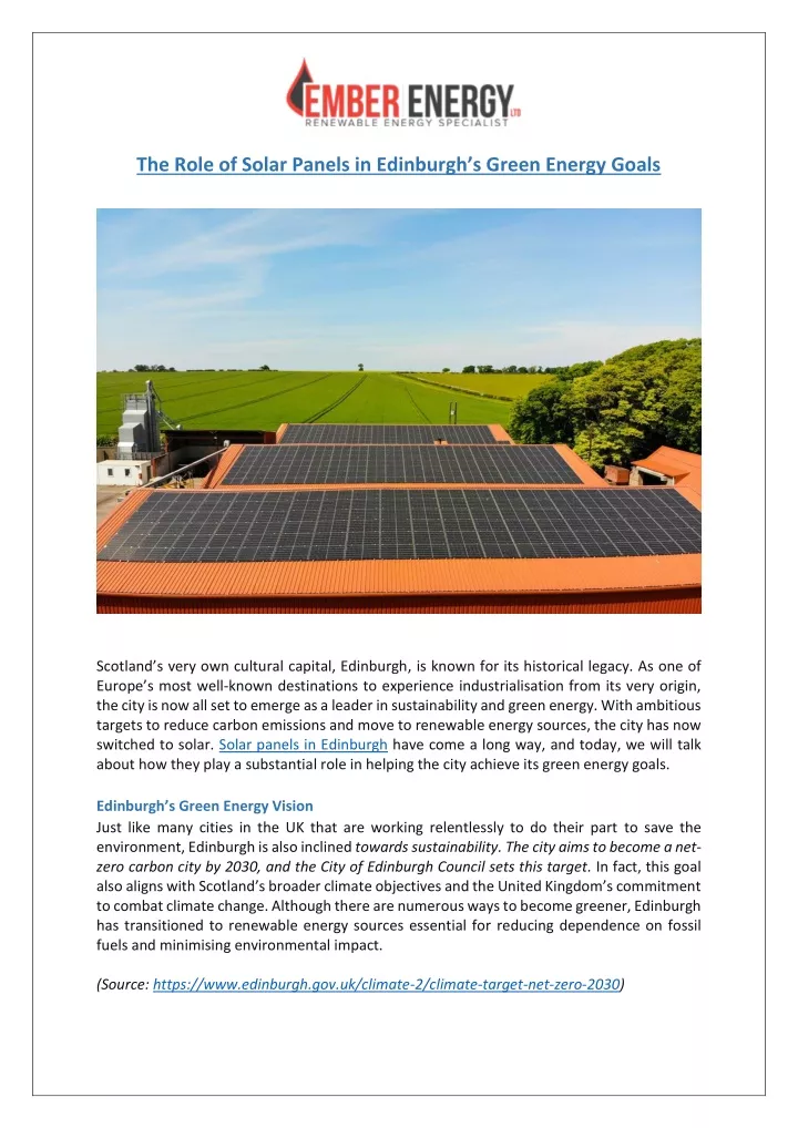 the role of solar panels in edinburgh s green