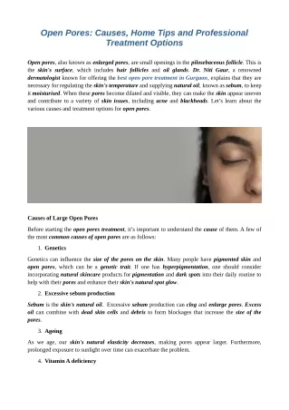 Open Pores: Causes, Home Tips and Professional Treatment Options