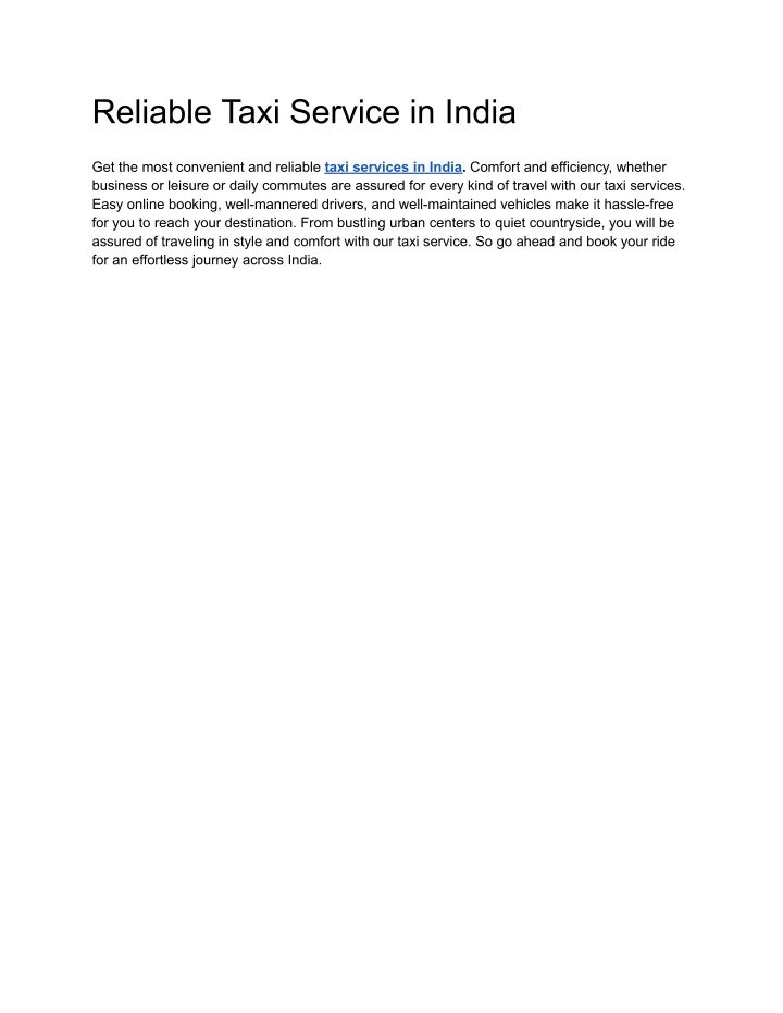 reliable taxi service in india