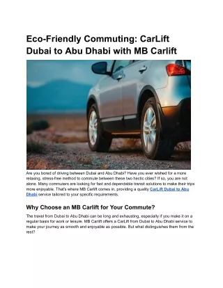 eco friendly commuting carlift dubai to abu dhabi