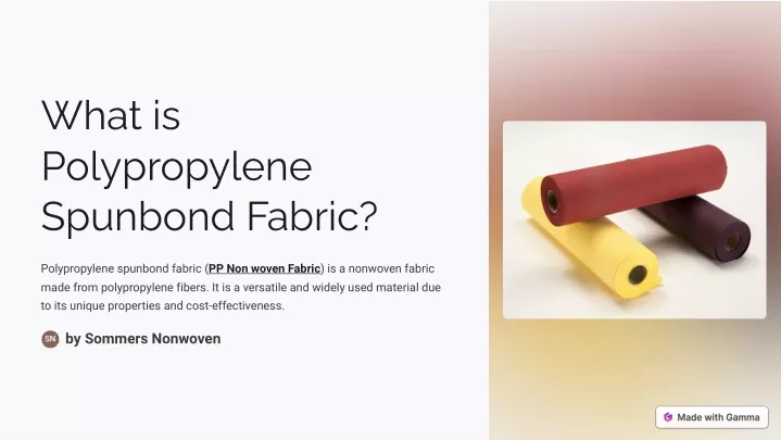 what is polypropylene spunbonj fabric