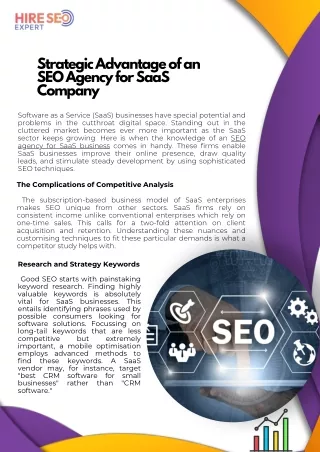 Strategic Advantage of an SEO Agency for SaaS Company