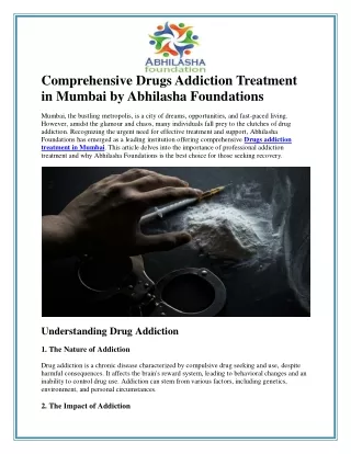 Drugs Addiction Treatment in Mumbai for Lasting Recovery