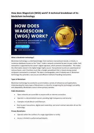 How does WagesCoin (WGS) work? A technical breakdown of its blockchain technolog