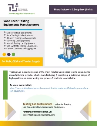 Vane Shear Testing Equipments Manufacturers