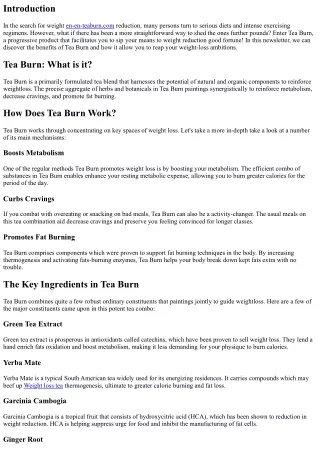 Tea Burn: Drink Your Own Way to Slimming Down Success!