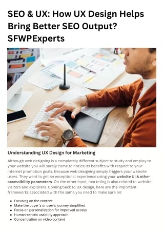 SEO & UX How UX Design Helps Bring Better SEO Output | SFWPExperts