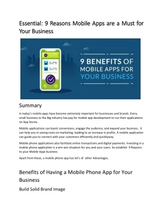 9 Reasons Why Mobile Apps are Mandatory for your Business?