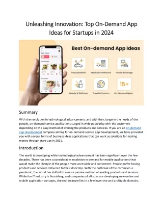 Top On-Demand App Ideas for Startups in 2024