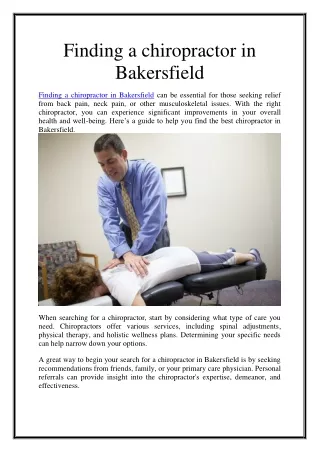 Finding a chiropractor in Bakersfield