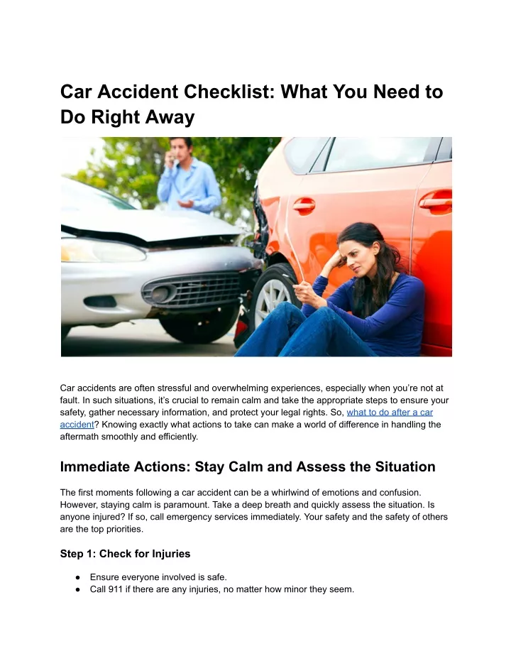 car accident checklist what you need to do right