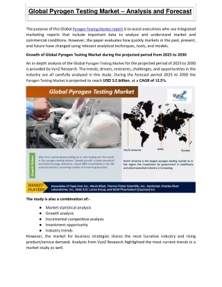 global pyrogen testing market analysis