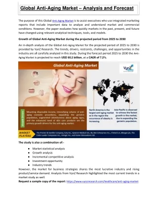 global anti aging market analysis and forecast