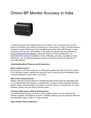 omron bp monitor accuracy in india