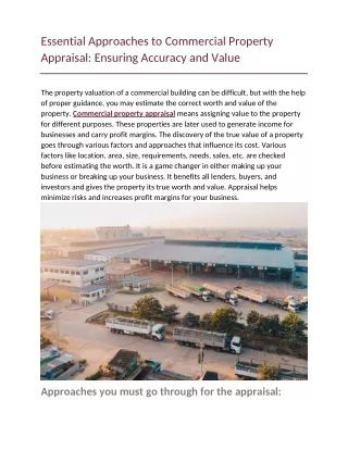 Essential Approaches to Commercial Property Appraisal Ensuring Accuracy and Value