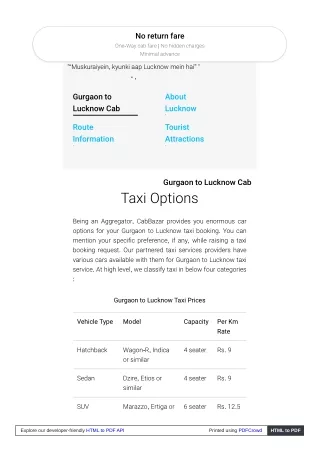 no return fare one way cab fare no hidden charges