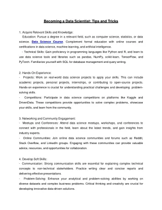 becoming a data scientist tips and tricks acquire
