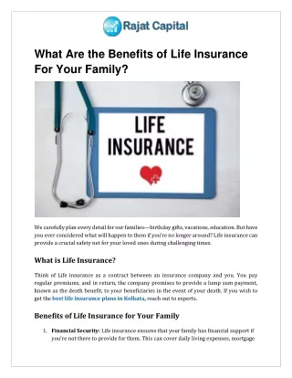 What Are The Benefits of Life Insurance For Your Family