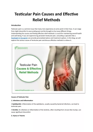 testicular pain causes and effective relief